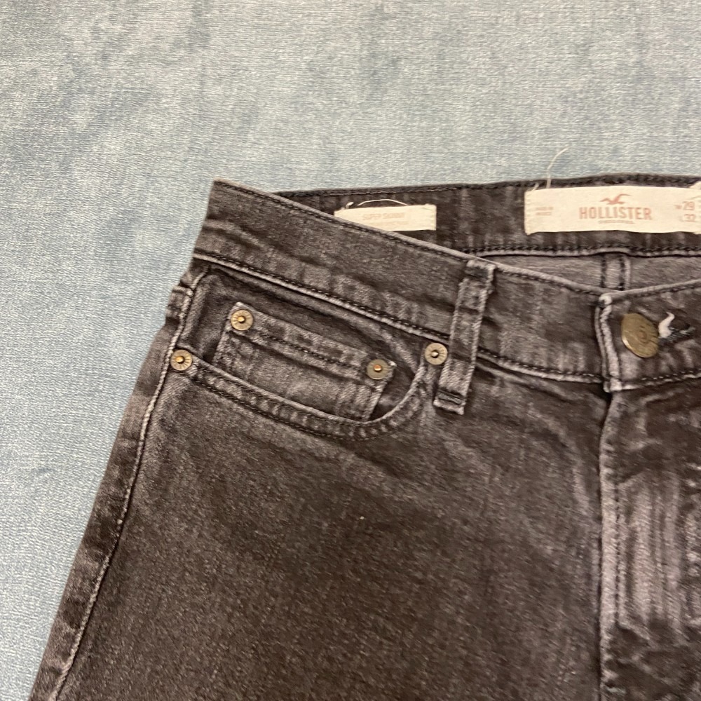 Hollister Super Skinny Jeans Womens 29x32 Black Denim Dark Wash Classic Outdoor - Picture 5 of 13